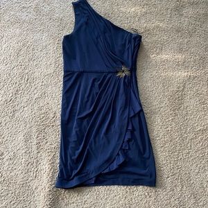Navy One Shoulder Dress